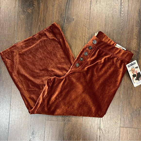 🆕 Rewash Rust ribbed velvet crops SZ XL - Picture 1 of 7